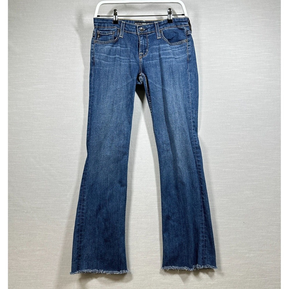 Big Star Remy Boot Jeans Womens 28L (Fits 30x29) Blue Low Rise Frayed Hem Y2K
